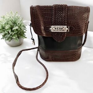 VINTAGE BRIGHTON Leather Bag Crossbody Black & Brown FAST SHIPPING